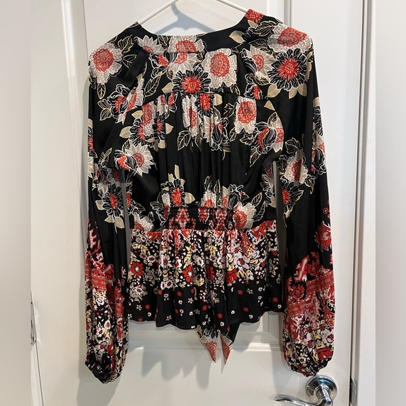 Free People Black and Red Floral Top Size S - Picture 5 of 5